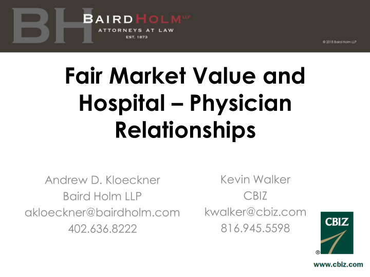 fair market value and hospital physician relationships