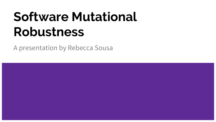 software mutational robustness