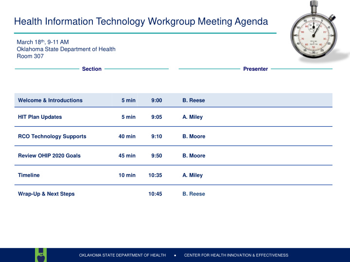 health information technology workgroup meeting agenda