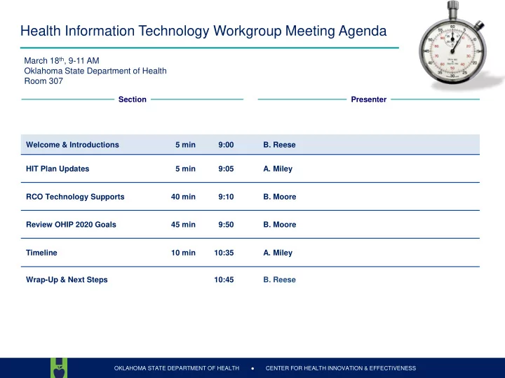 health information technology workgroup meeting agenda