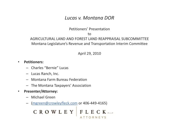 lucas v montana dor
