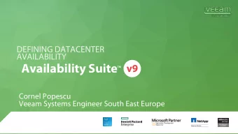 Availability Suite  Cornel Popescu  Veeam Systems Engineer South East Europe  Agenda  Introduction
