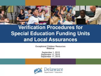 Special Education Funding Units  and Local Assurances  Exceptional Children Resources  Webinar
