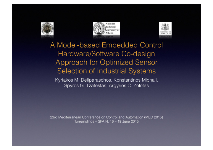 a model based embedded control hardware software co
