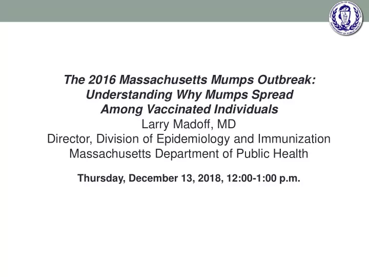 massachusetts department of public health