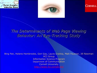 The Determinants of Web Page Viewing  The Determinants of Web Page Viewing  Behavior: An Eye-