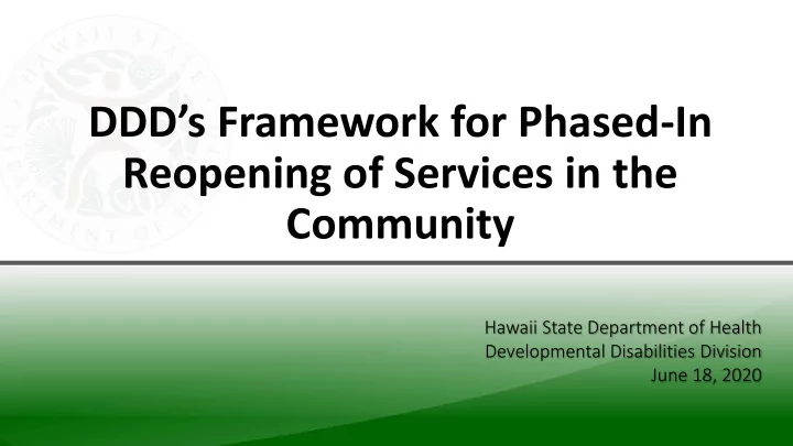 reopening of services in the