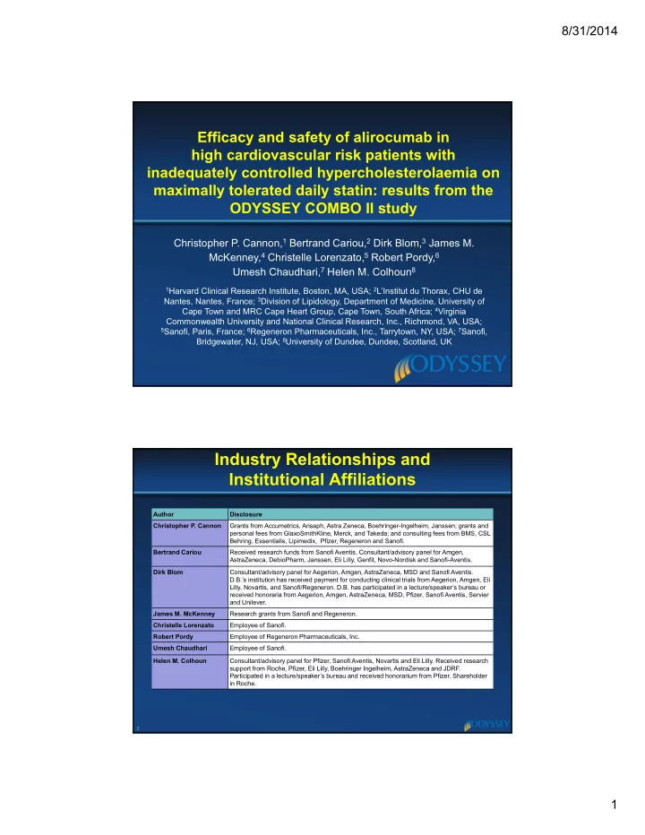 industry relationships and institutional affiliations