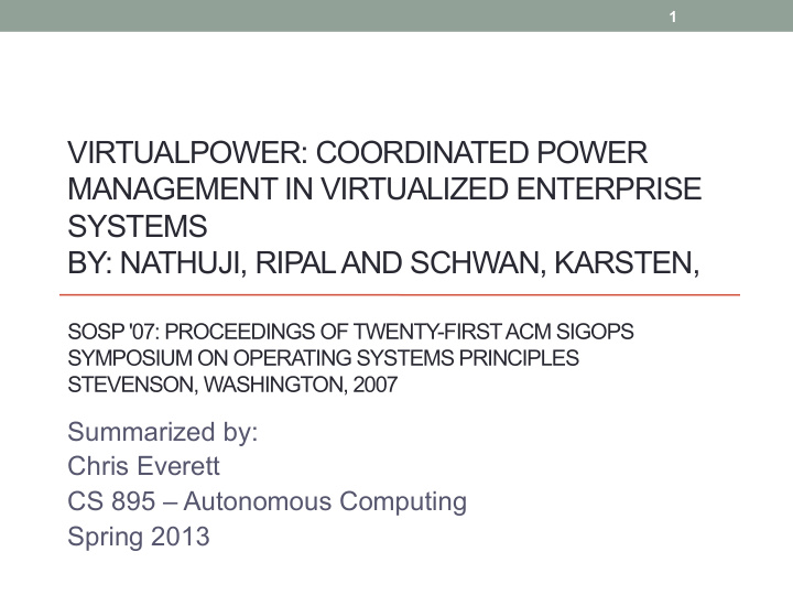 virtualpower coordinated power management in virtualized