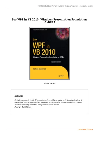 Pro WPF in VB 2010: Windows Presentation Foundation  Pro WPF in VB 2010: Windows Presentation