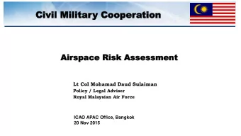 Civil Militar  Civil Military Cooper  y Cooperation  tion  Air  Airspace  space Risk  Risk