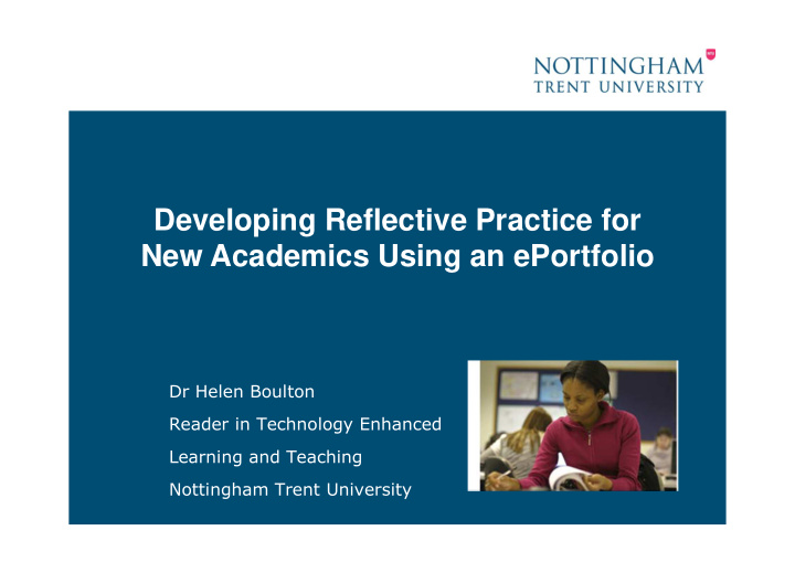 developing reflective practice for new academics using an