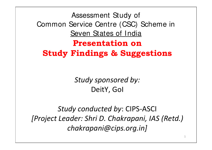 presentation on study findings suggestions