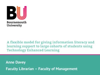 Anne Davey  Faculty Librarian  Faculty of Management  What will be covered  Background