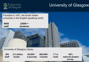 University of Glasgow  Founded in 1451, the fourth oldest  university in the English-speaking