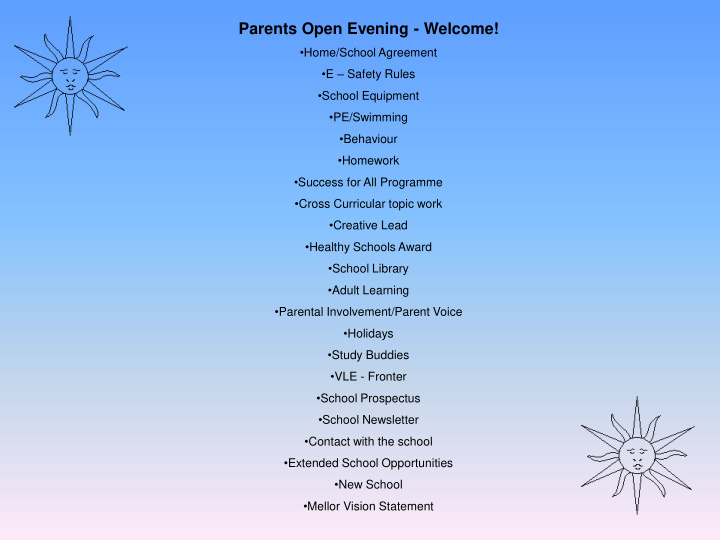 parents open evening welcome
