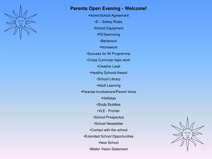 parents open evening welcome