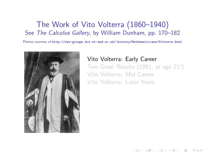 the work of vito volterra 1860 1940