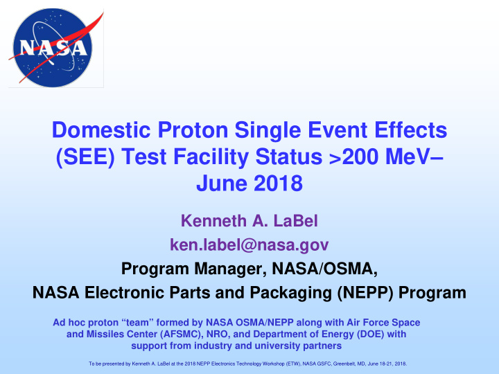 domestic proton single event effects see test facility