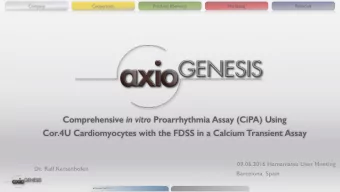 Comprehensive in vitro Proarrhythmia Assay (CiPA) Using  Cor.4U Cardiomyocytes with the FDSS in a