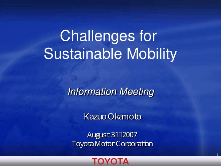 challenges for sustainable mobility