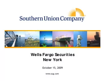 Wells Fargo Securities  Wells Fargo Securities  New York  October 15, 2009  www.sug.com  Forward