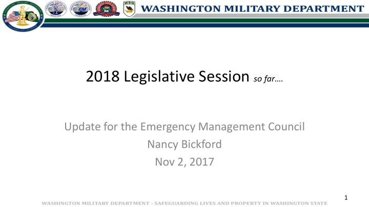 upcoming 2018 session emergency management legislation so