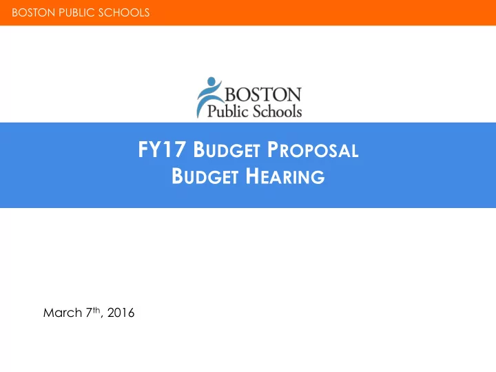 fy17 b udget p roposal