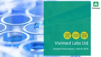 Vivimed Labs Ltd Investor Presentation  March 2019  Disclaimer  Certain statements in this