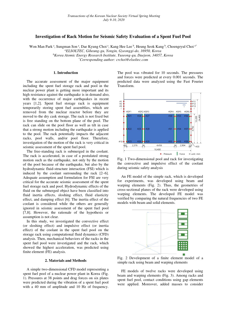 investigation of rack motion for seismic safety