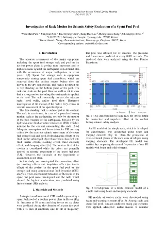 Investigation of Rack Motion for Seismic Safety Evaluation of a Spent Fuel Pool Won Man Park a ,