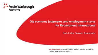 Gig economy judgments and employment status  for Recruitment International  Bob Fahy, Senior