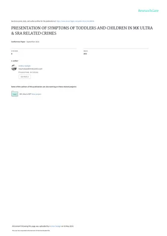 PRESENTATION OF SYMPTOMS OF TODDLERS AND CHILDREN IN MK ULTRA  &amp; SRA RELATED CRIMES Conference