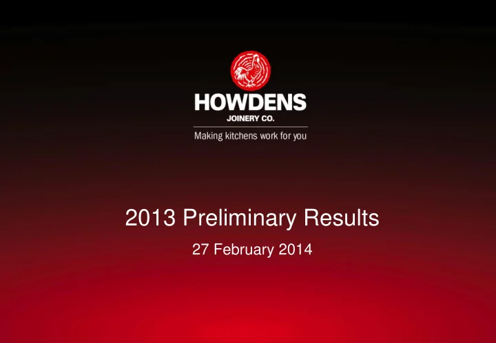 2013 preliminary results