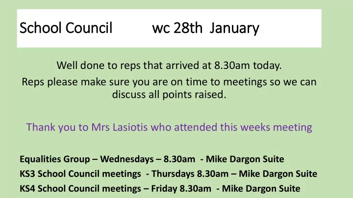 school council wc wc 28th j january ry