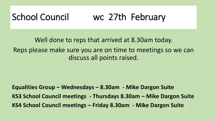 school council wc wc 27th f february ry