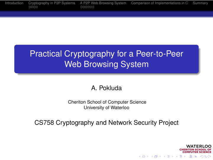 practical cryptography for a peer to peer web browsing