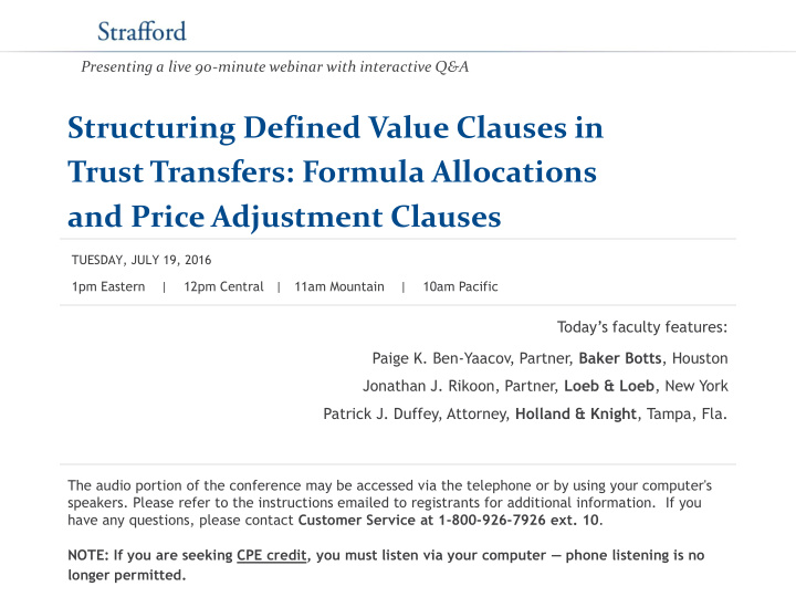 structuring defined value clauses in trust transfers