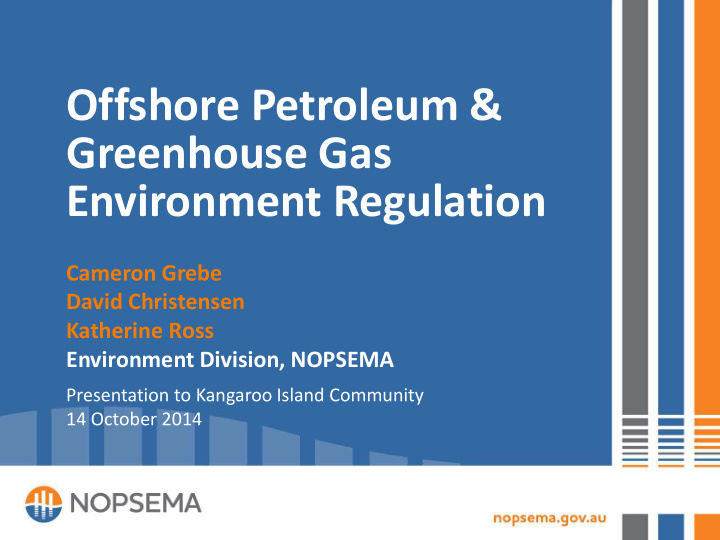 offshore petroleum greenhouse gas environment regulation