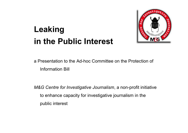 leaking in the public interest