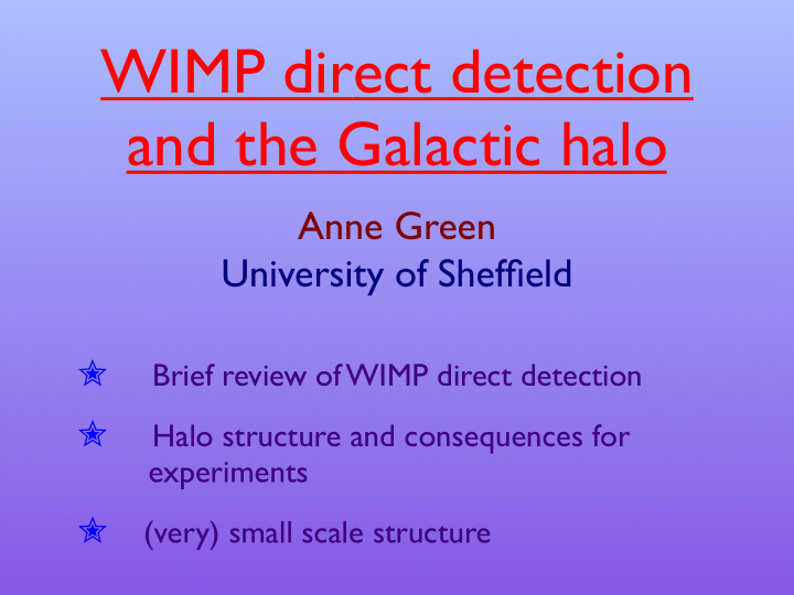 wimp direct detection and the galactic halo