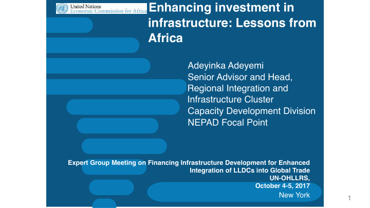 enhancing investment in infrastructure lessons from africa