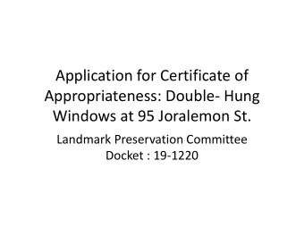 Appropriateness: Double- Hung  Windows at 95 Joralemon St.  Landmark Preservation Committee  Docket