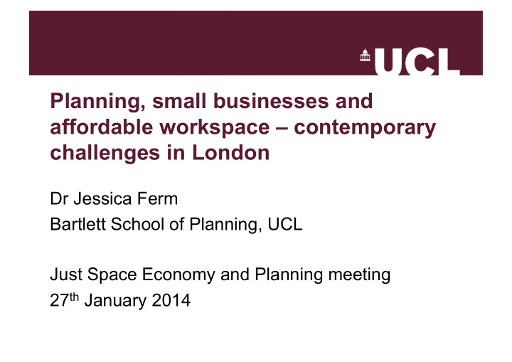 planning small businesses and affordable workspace