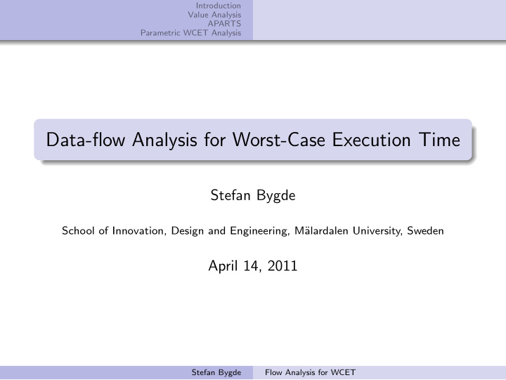 data flow analysis for worst case execution time