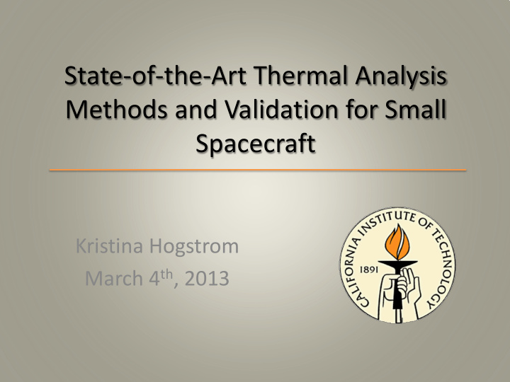 state of the art thermal analysis methods and validation