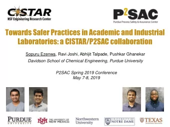 Laboratories: a CISTAR/P2SAC collaboration  Sopuru Ezenwa, Ravi Joshi, Abhijit Talpade, Pushkar