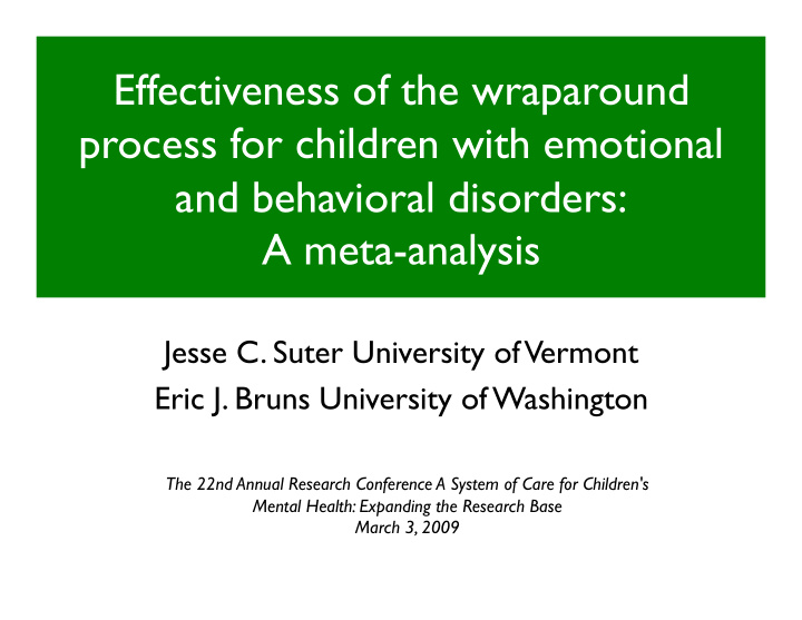 effectiveness of the wraparound process for children with