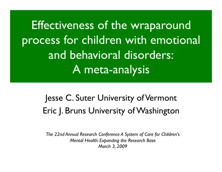 effectiveness of the wraparound process for children with