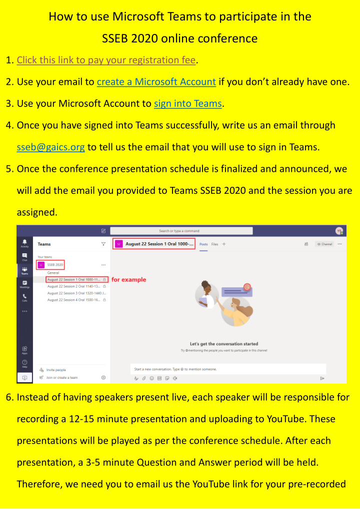 how to use microsoft teams to participate in the sseb